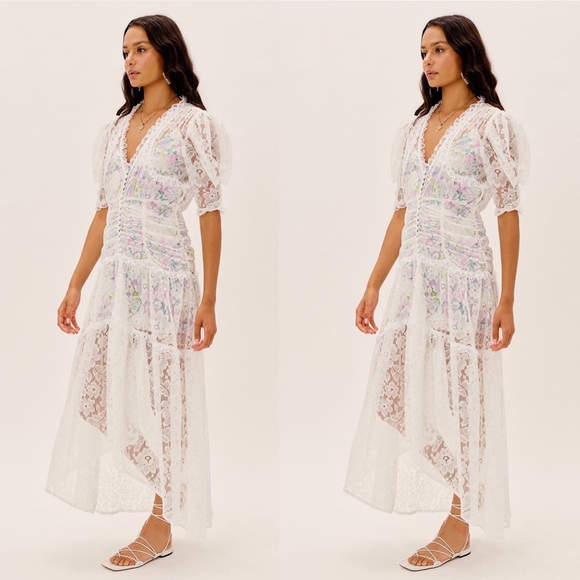 New FOR LOVE & LEMONS Loretta Lace Midi Dress sz Small